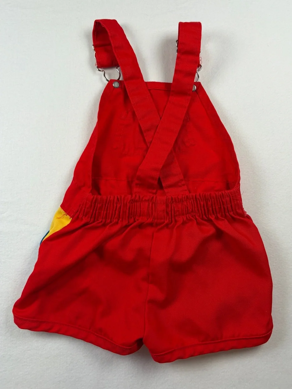 Vintage Oshkosh Primary Color Block Short Overalls Shortalls Romper USA Made 12M